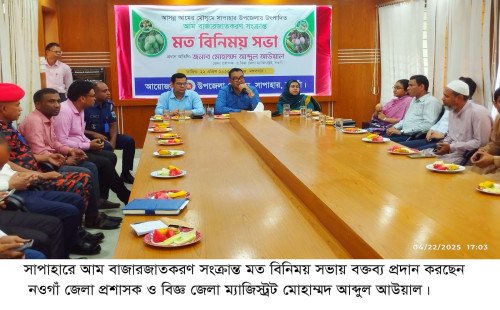 সাপাহারে আম বাজার জাতকরণ বিষয়ে  মত বিনিময় সভা অনুষ্ঠিত 