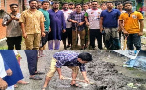 কুলিয়ারচরে বিএনপি নেতা জামানের উদ্যোগে ড্রেন পরিষ্কার ও তালের বীজ রোপণ 