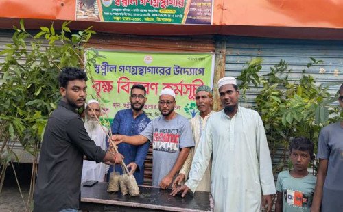 অষ্টগ্রামের স্বপ্নীল গণগ্রন্থাগারে গাছের চারা বিতরণ 